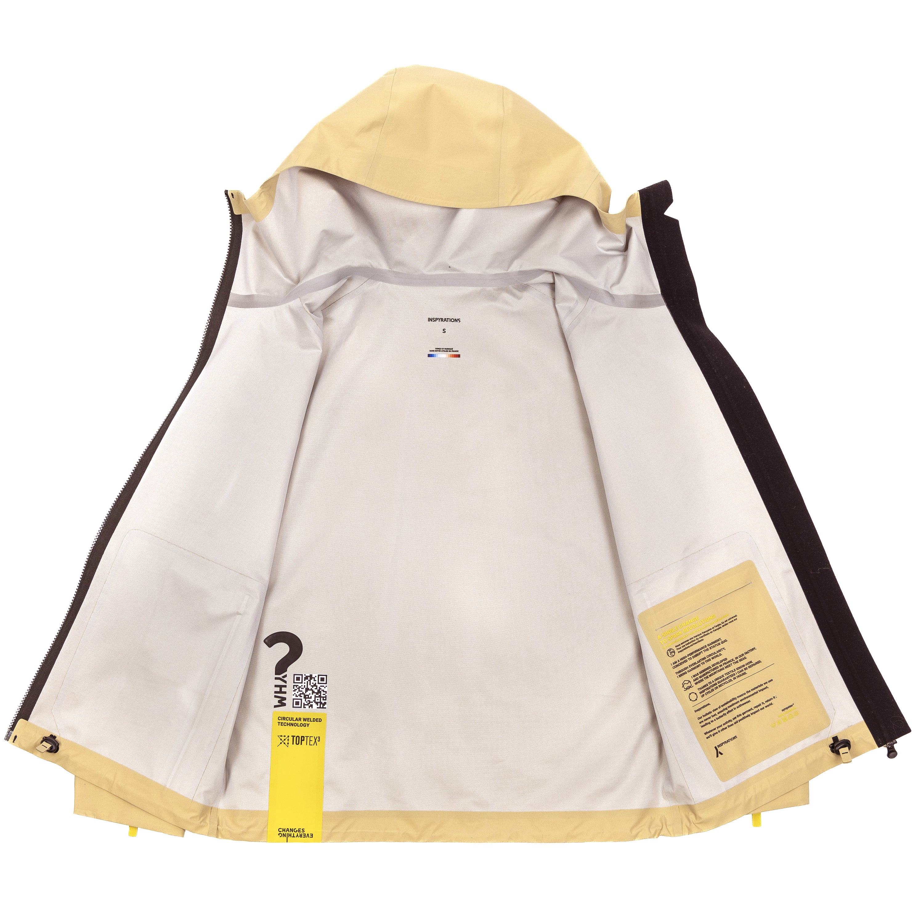 veste shell 3 couches membrane imperméable et respirante.  Fabriquée en france. Recyclée et recyclable. Style et look gorpcore.