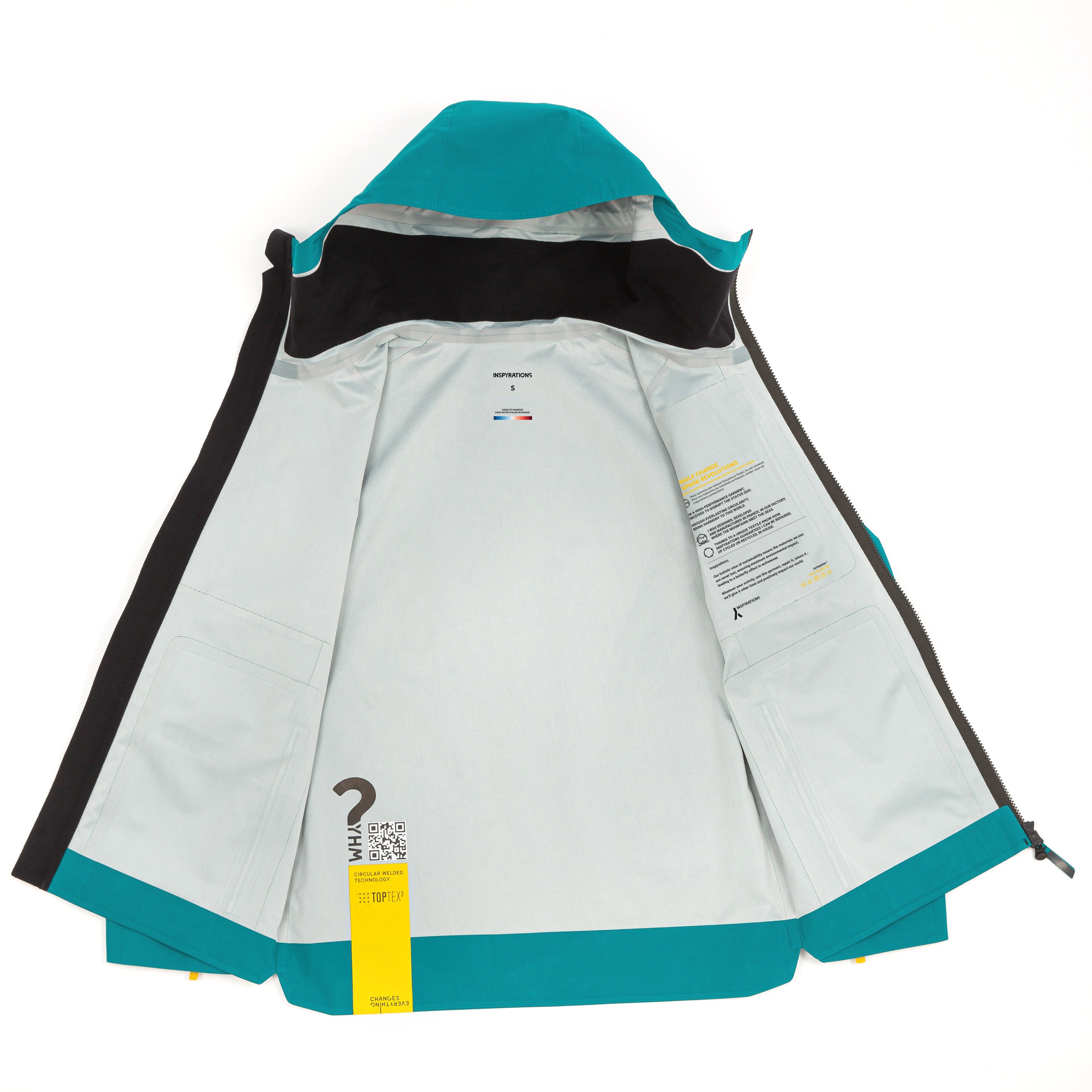 veste shell 3 couches membrane imperméable et respirante.  Fabriquée en france. Recyclée et recyclable. Style et look gorpcore.