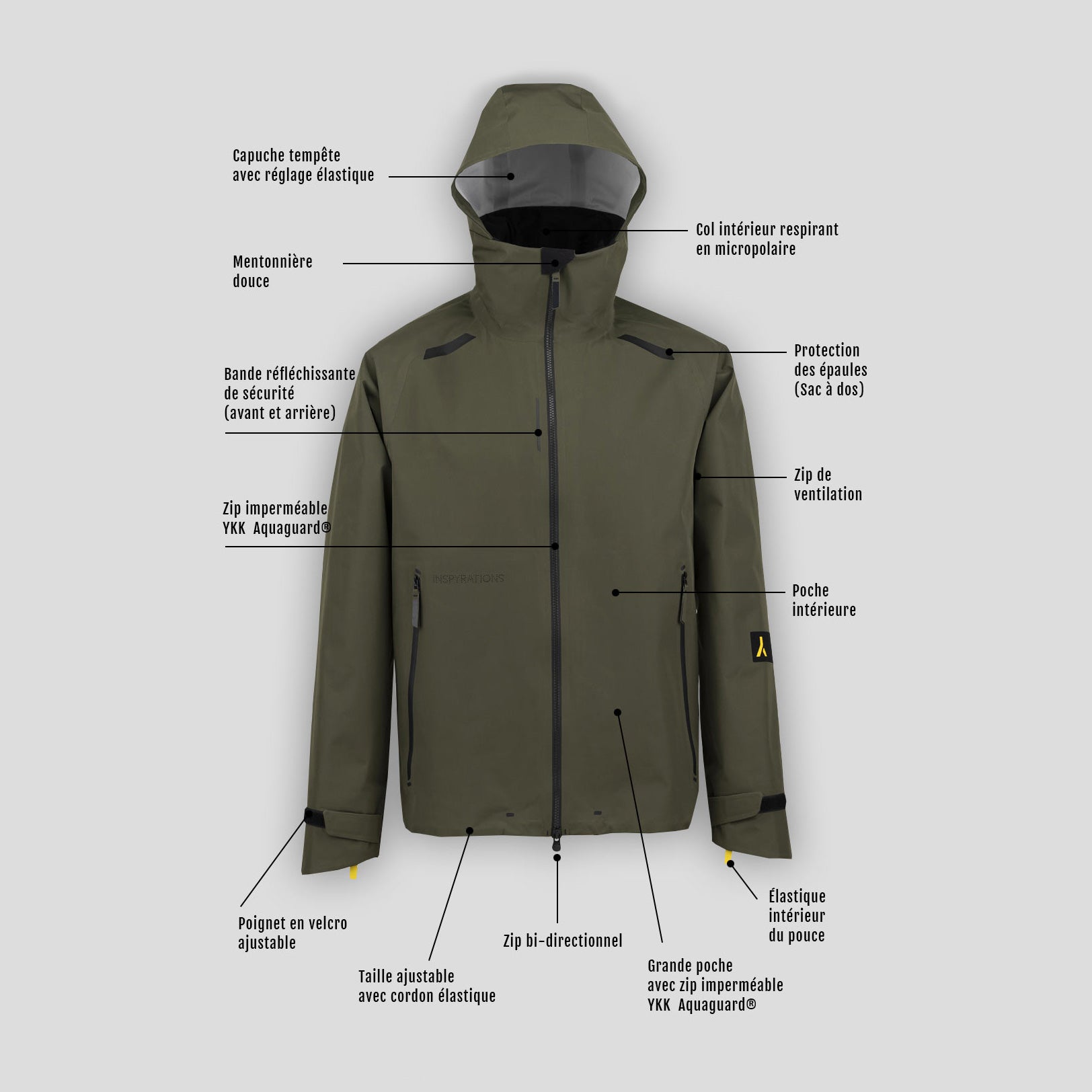Veste D'Été Moto OJ Stream Homme Gris Noir Jaune Fluo Taille XXL Veste D'Été Moto OJ Stream Homme Gris Noir Jaune Fluo Taille XXL